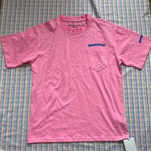Chrome Hearts That Group Pocket Pink Tee With Blue Scrolls